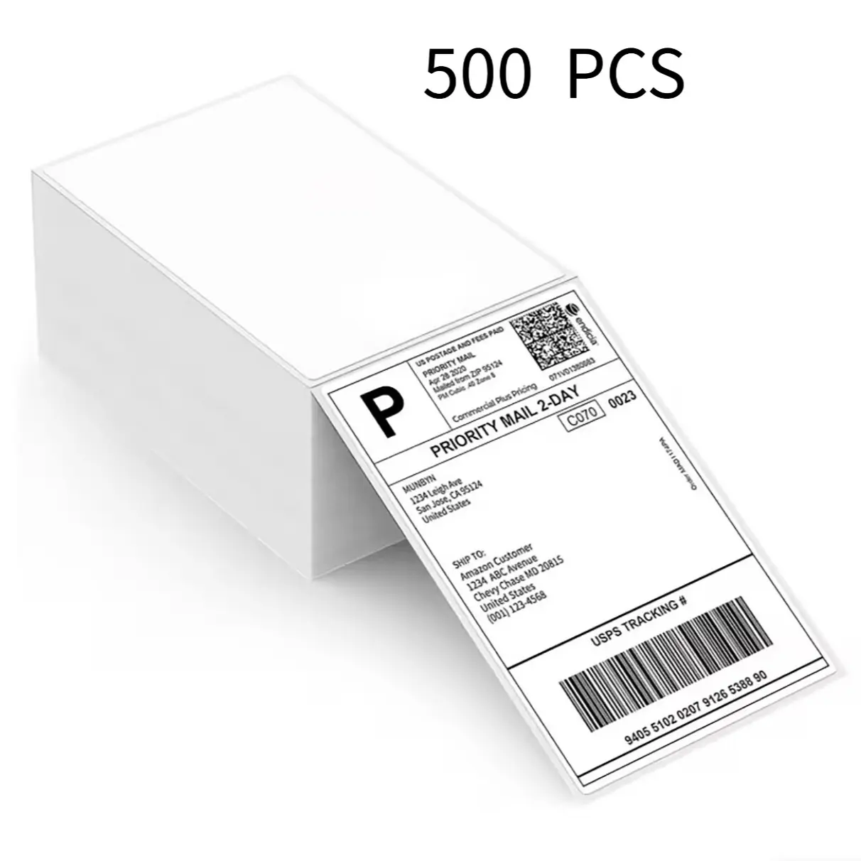 4x6 Inch 500 Sheets Self-Adhesive Shipping Labels Thermal Printing Labels Thermal Paper Label Roll 100 X 150mm Compatible with D100 & D200 Thermal Printers Labels For Printers Office Supplies Sticky Labels