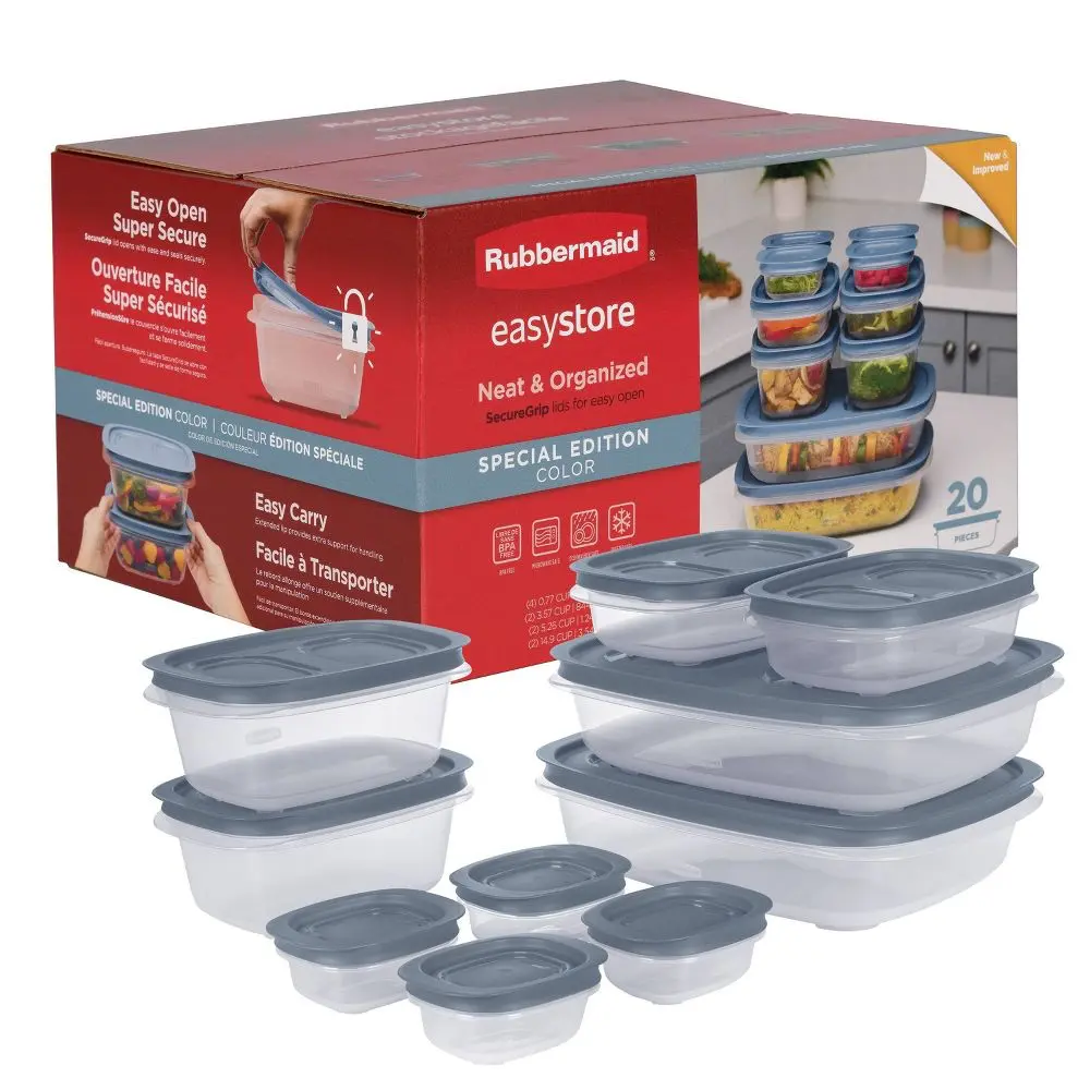 Rubbermaid Easy Store 20pc Large Rectangle Food Storage Container Set Lakeside Blue Rubbermaid Easy Store 20pc Large Rectangle Food Storage Container Set Lakeside Blue