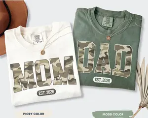 Camo Mom Dad Shirts Custom Est Year Matching Parents Shirts Pregnancy Announcement Gift For New Parents
