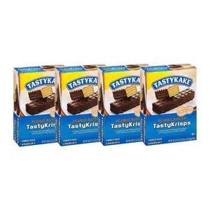Tastykake Tastycrisps Peanut Butter Filled Chocolate Coated Wafers, FOUR 18 oz. Boxes Biscuits Cookies