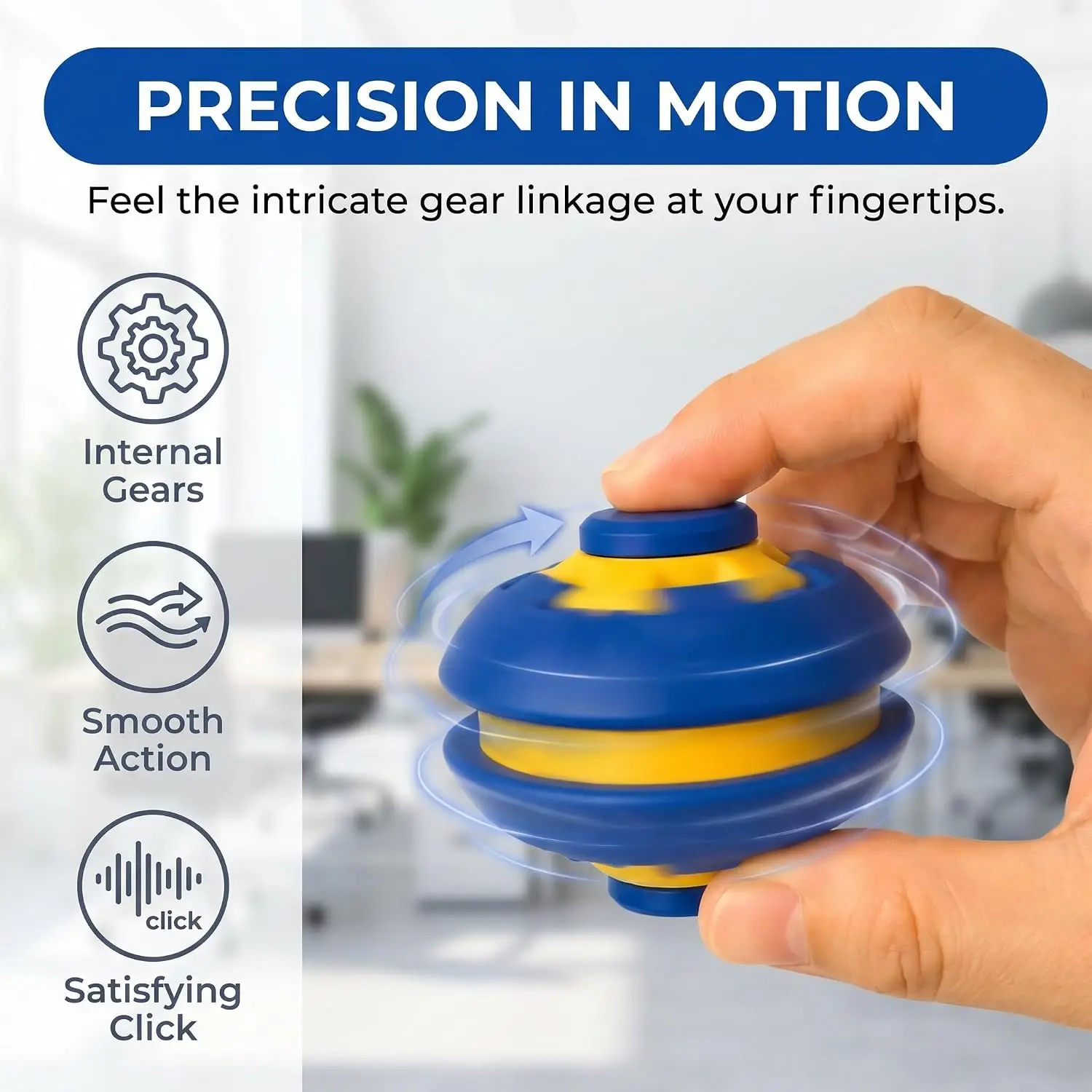 3D Printed Push & Spin Fidget Ball Spinner Toy, 2-in-1 Press-to-Rotate Stress Relief Desk Toy, Portable Sensory Decompression Tool for Adult Anxiety Relief