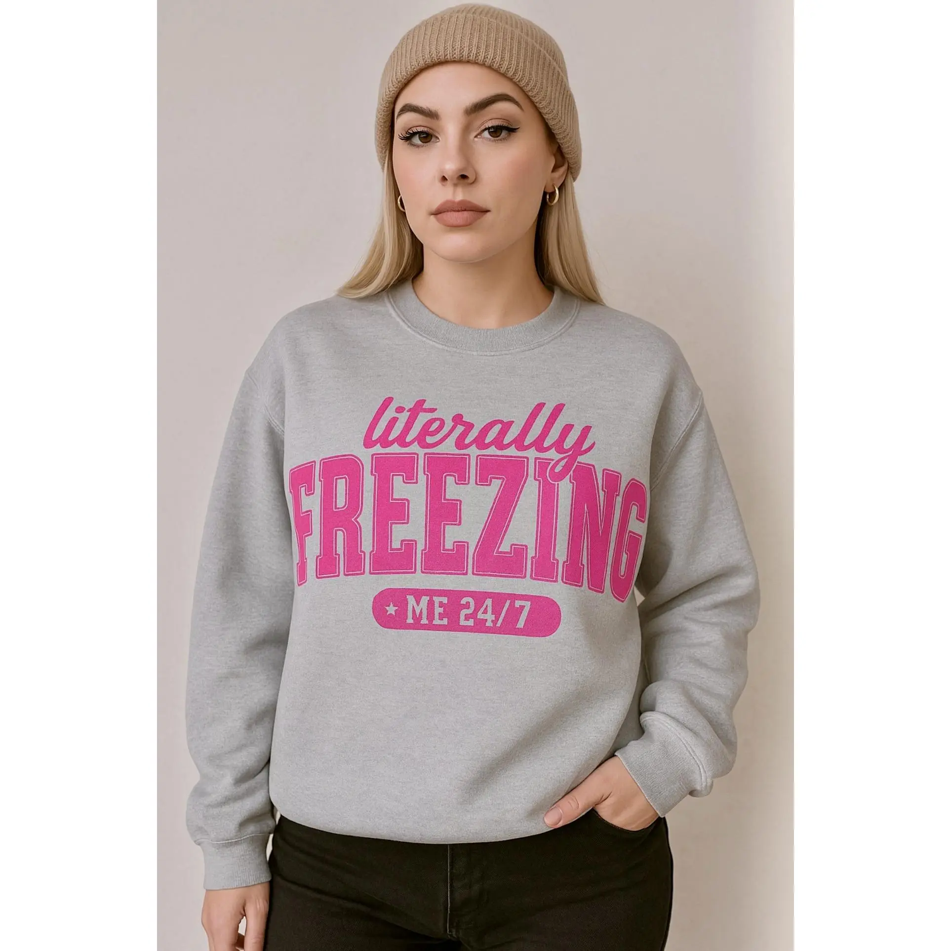 Literally Freezing Crewneck Sweatshirt | Cozy Casual Wear, Winter Gift, Relaxed Style, Unisex Sweatshirt, Stylish and Warm