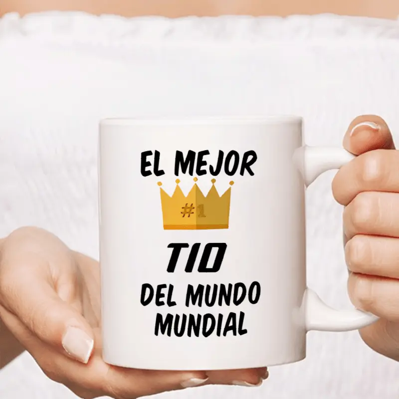 3A grade, EL MEJOR TIO DEL MUNDO MUNDIAL, funny humorous coffee mug with crown pattern, 11oz ceramic mug, ideal coffee drinkware, perfect gift for birthday/ house living/ wedding tea cup to uncle