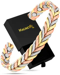 MagnetRX Woven Tri-Tone Magnetic Bracelet Cuff