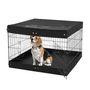 VEVOR Dog Playpen,  4 Pcs 24 x 36 in Panels Foldable Metal Pet Exercise Pen, Dog Fence Indoor and Outdoor Pen with Door, Top Cover, and Bottom Pad, Pet Playpen for Dogs, Cats and Other Small Animals