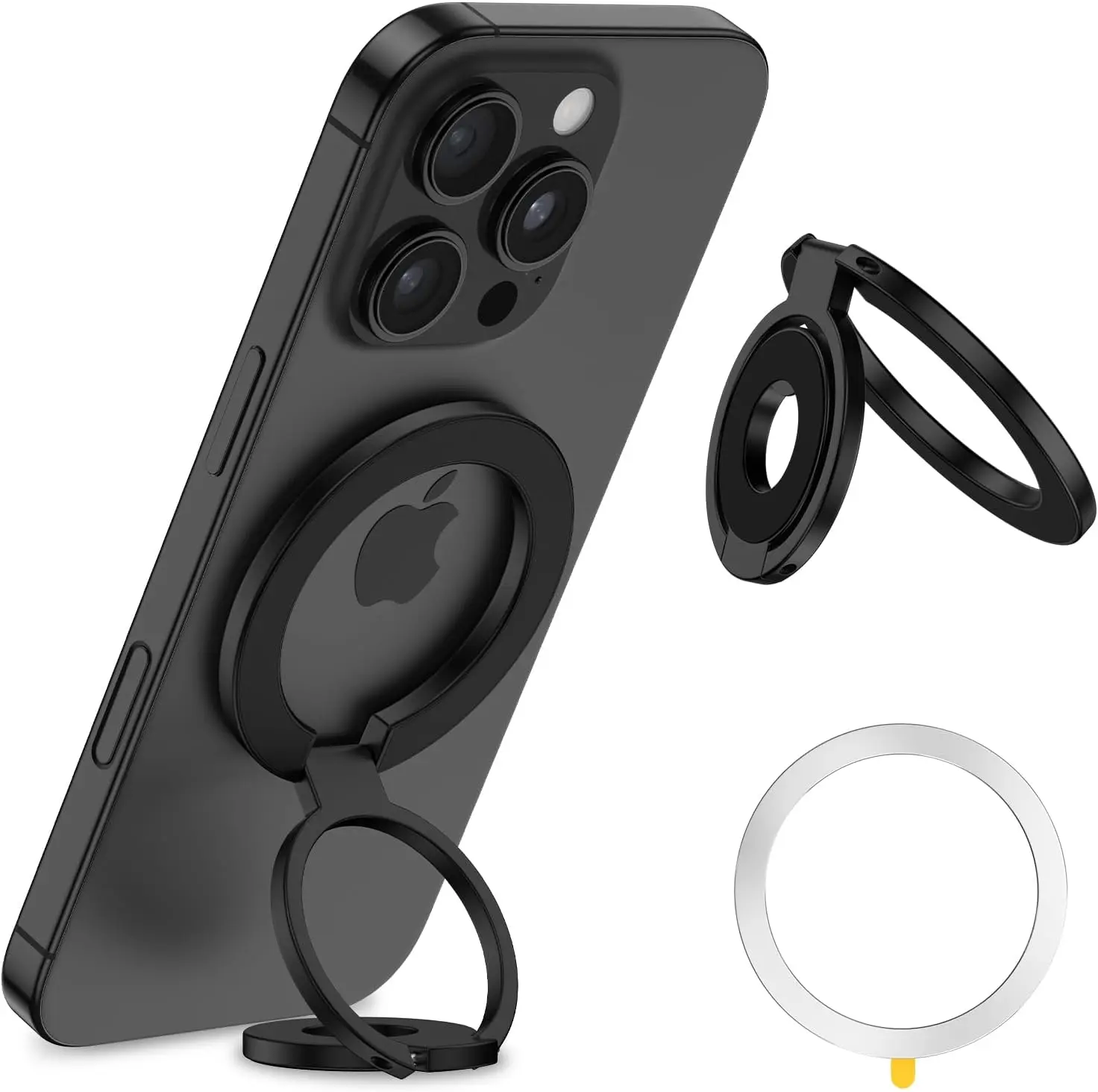 Double-Sided Magnetic Smartphone Finger Ring Holder - 3-Fold MagSafe Mount, 360° Rotatable Adjustable Cellphone Accessory, Compatible with iPhone 17/16/15/14/13/12 Pro Max & Android, Stylish Stand for Valentine's Day, Accessories,summerwins,back to school