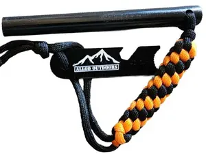 Allgo Outdoors 5in Ferro Rod Starter with Striker, Whistle and Paracord Fire Starter