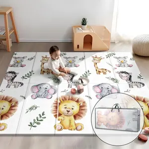 Foldable Extra Large Play Mat, Non Toxic Foam Thick & Waterproof, Anti-Slip for Baby Crawling, Folding Play Mats for Babies & Toddlers Room Decoration Soft Furry Cushion