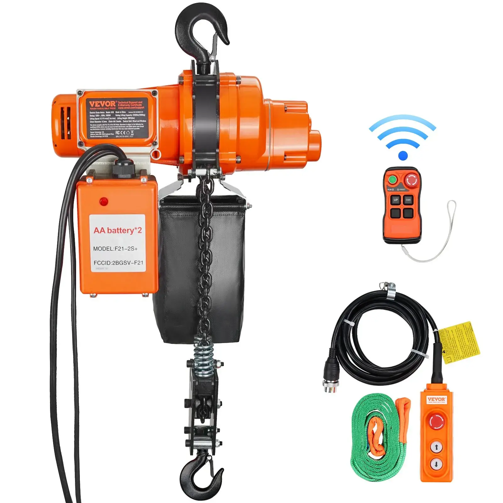 【Summerfinds】VEVOR Electric Chain Hoist,2200 lbs Load20 ft Lifting Height6.9 ft/min Speed120VSingle Phase Overhead Crane with Chain328 ft Wireless & 15 ft Wired Remote Control for GarageShopand Home