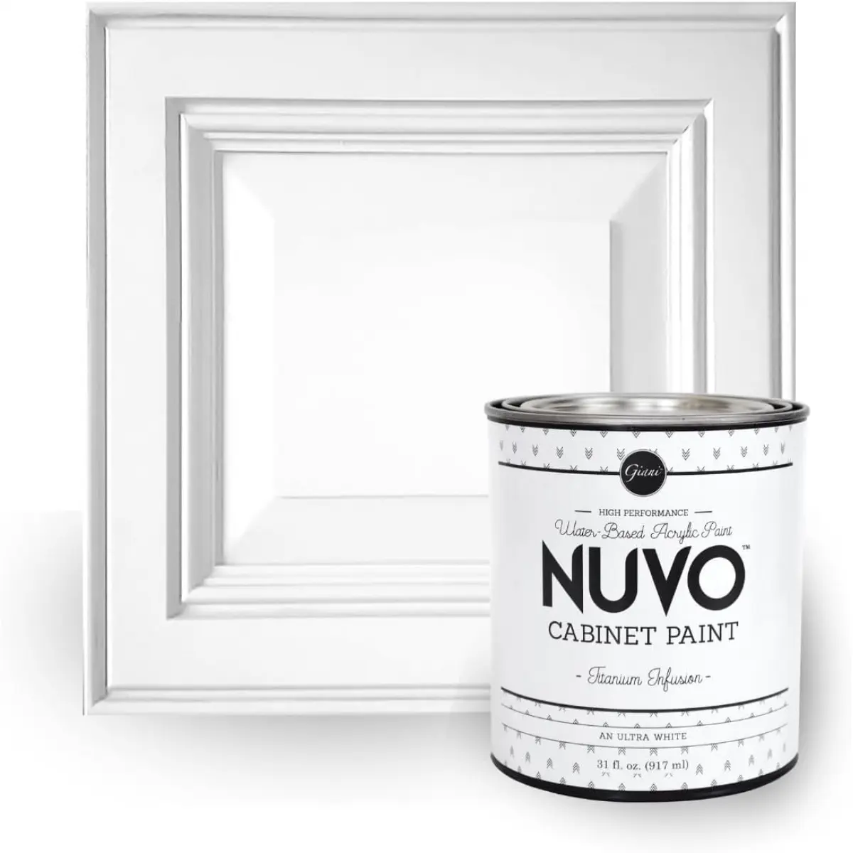 New Titanium Infusion Cabinet Paint - Qt, Water-Based Acrylic, Durable for Cabinets & Furniture, Covers 50 Sq Ft, Available in Driftwood, Earl Grey, Antique White, Black Deco