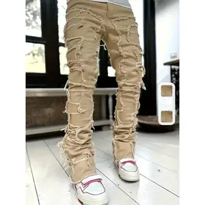 Stretch Denim Skinny Jeans - Men's Fashion with Tassels - All-Season Versatility & Easy Care