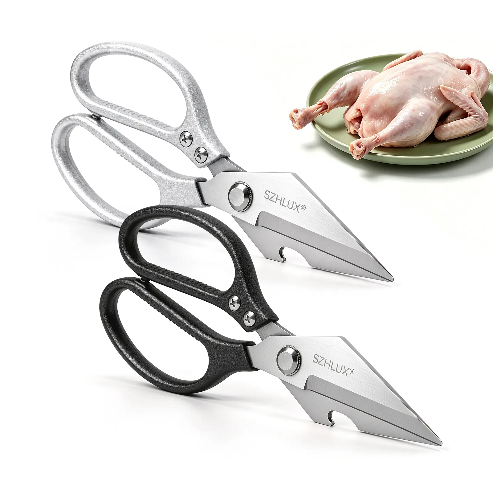 2-Pack Kitchen Scissors, Stainless Steel Heavy Duty Kitchen Shears, Sharp Utility Scissors for Cutting Meat, Herbs, Poultry, Packaging & Kitchen Tasks