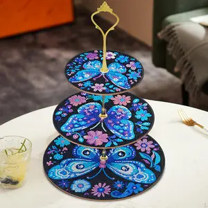 [3-Tier Dessert Stand] DIY 3-Tier Dessert Stand with Diamond Painting Kit | Cupcake Holder for Wedding, Thanksgiving & Valentine's Day | Tiered Tray for Baking Decor