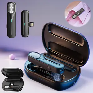 FERTO Wireless Professional Cordless Lavalier Microphone - Portable Compact Clip-On Rechargeable Lapel Mic with USB Type-C Charging, Plug-and-Play Charging Case, Omnidirectional Condenser for Smartphone Audio Recording, Wireless Earbuds Compatible