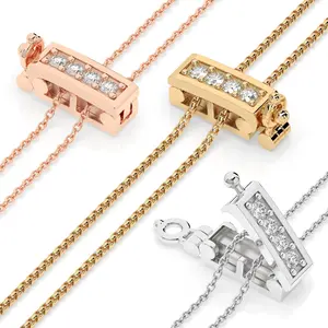 Infinity Clips Necklace Shortener for Thin Chains with Cubic Zirconia Accents Silver Gold Rose Gold Plated Brass Adjustable Lengths for Temporary Shortening & Layering of Necklace Chains