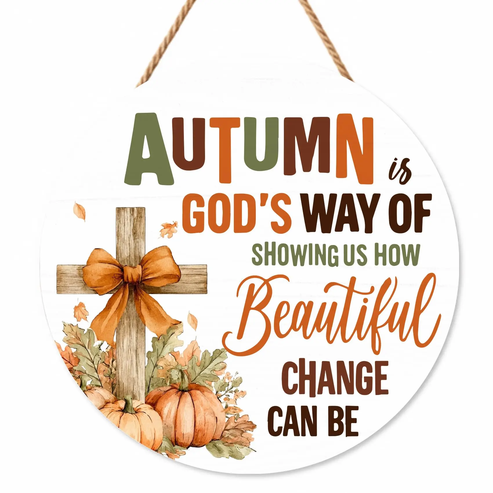Fall Christian Decorations for Home, Fall Metal Door Sign Autumn, Thanksgiving Decorations for Home, Indoor, 11.8 Inches