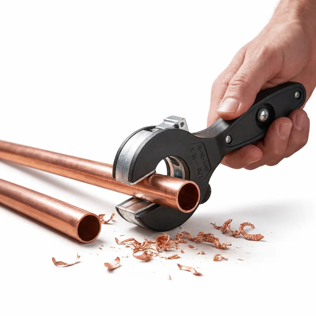 Ratcheting Pipe Cutter, 5/16-1 1/8 in Pipe Cutting Tool for Copper, PVC, Aluminum Tubes, Space-Saving Plumbing Hand Tool with 1-Handed Operation for Tight Spaces