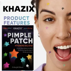 1400pcs KHAZIX Colorful Star Clear Hydrocolloid Pimple Patches, Acne Patches, Cute Star Stickers, Waterproof Breathable, Hypoallergenic for Sensitive Skin