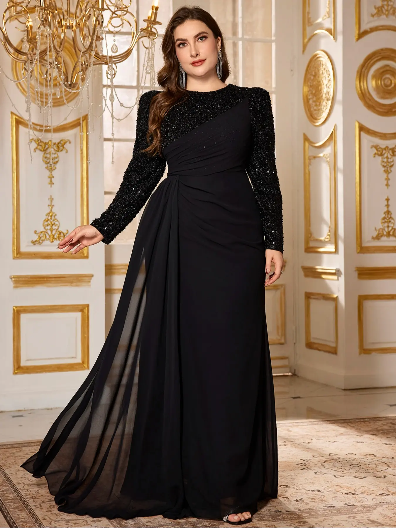 long sleeve white dress with pearls Luxurious Crystal Pearl Beaded Long Sleeves Ball Gowns Wedding Dresses