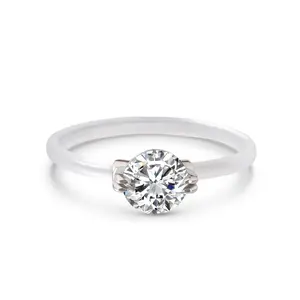 Jeulia 1CT Moissanite Engagement Ring for Women, Transparent Invisible Band, Round Cut Solitaire Promise Ring in 925 Sterling Silver, Minimalist Seamless Wedding Ring for Her with Jewelry Box