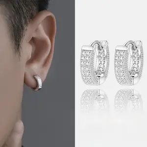 Tltanium Hoop Earrings Hiphop Earrings for Men & Women Rhinestone Trendy Outdoorfun Men's Accessories Exquisite Jewelry Gift Hiphop Style