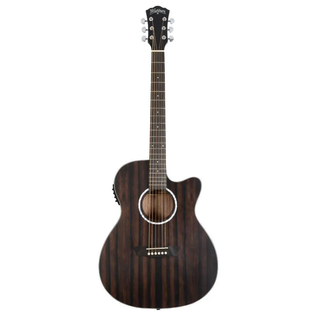 Washburn Deep Forest Ebony ACE Acoustic-Electric Guitar Striped Ebony *Ships Today*