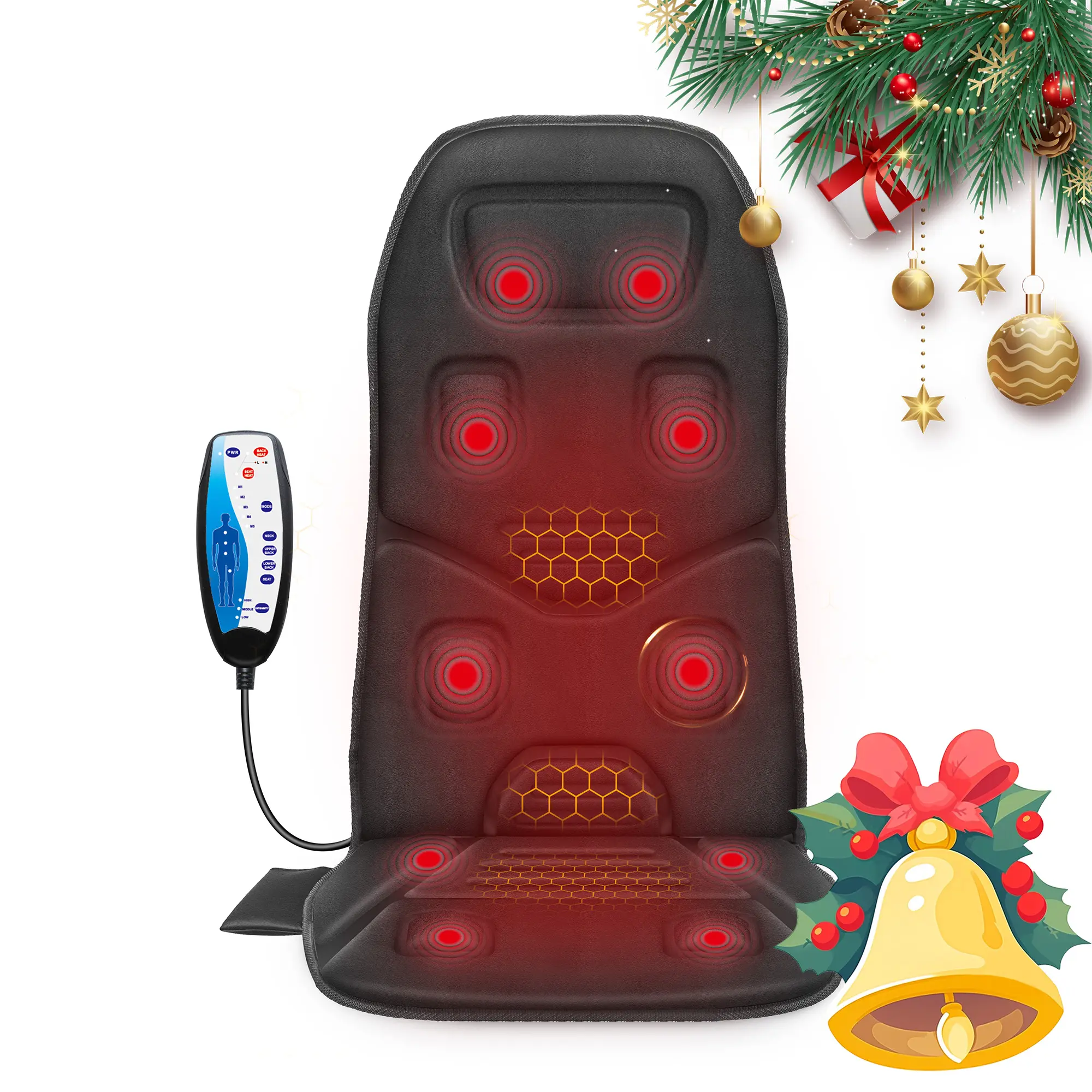 COMFIER Vibration Back Massager Seat Cushion with Heat,Father Day Dad Gifts for Men,10 Motors Massage Chair Pad,Chair Massager for Pain Relief at Office/Home, Father Day Gift summerwins