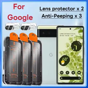 3+2 Pack Protective Privacy Screen Protector for Google Pixel Smartphone 10 9 Pro Xl 8 7 6 9a 8a 7a 6a, Anti-Spy Tempered Glass, Ultra-Clear, Bubble-Free