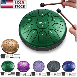 【Brand Guarantee】LEKATO Steel Tongue Drum, 6 inch 11 Note Handpan Beginner Rain Drum Percussion Set,Free Ship for Musical Education Zen Meditation Yoga Deep Sleep,Music Player Singer Friend Kid Relax Fun Girl Boy Gift Idea Musical Experience Fast Delivery