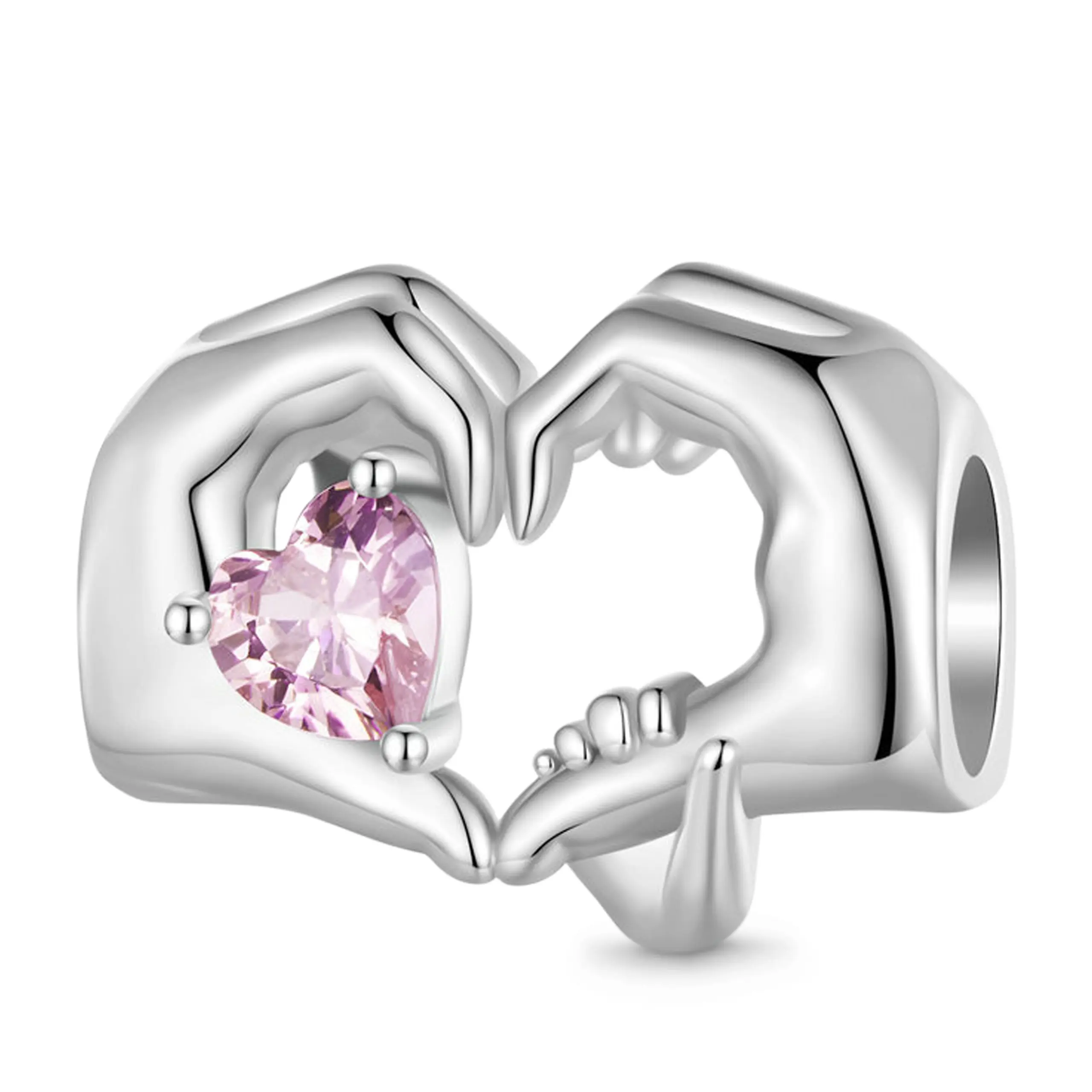 Gnoce Family Love Gift S925 Charms Love Hand Heart Gesture Finger Heart Charm Bead for Bracelets Necklaces Mother's Day Gift for Her Mom Wife Daughter Birthday Gift Valentine's Day Gift  Anniversary Gift