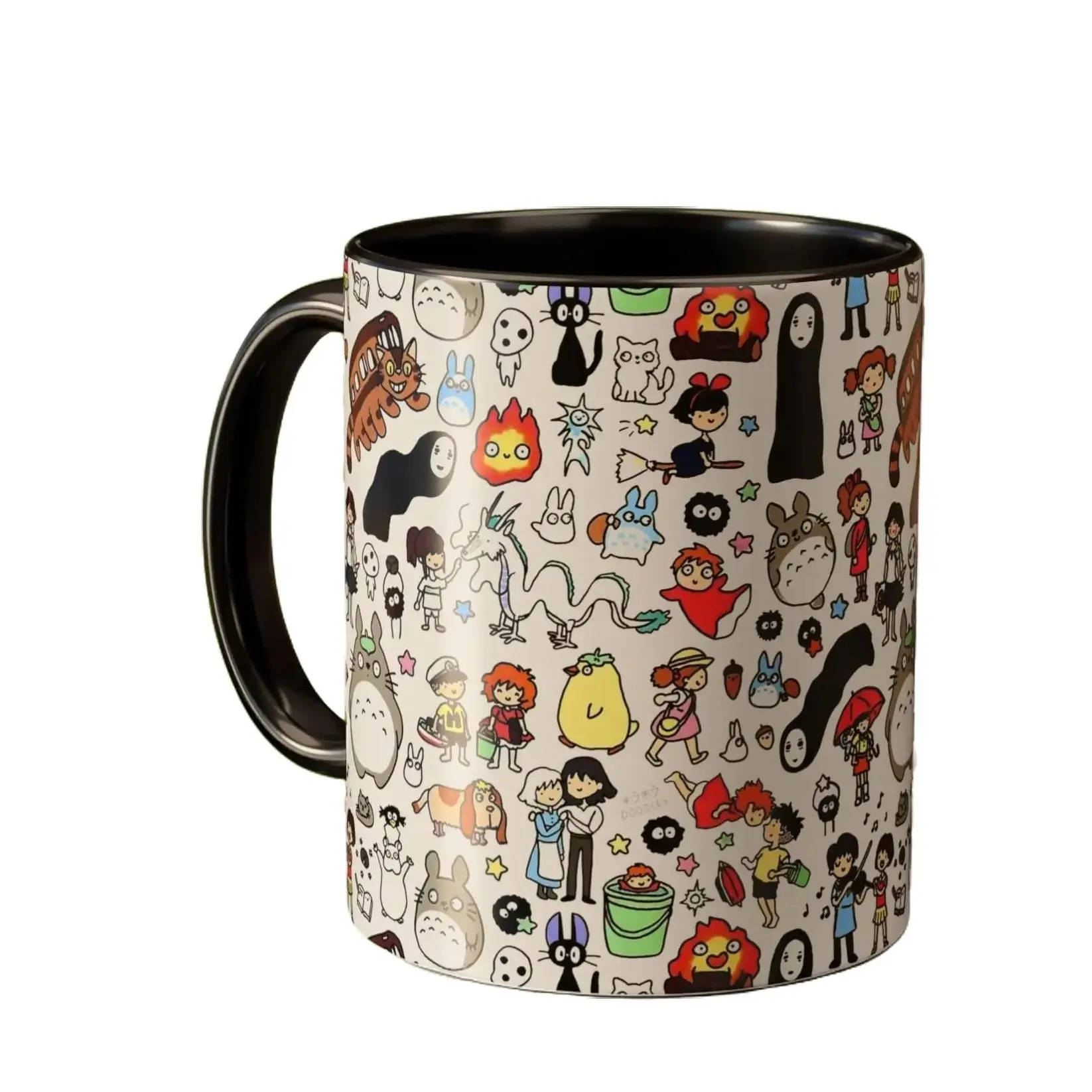 Cute Totoro Ponyo No Face Colorful Mugs, Studio Ghibli 11oz 15oz Ceramic Mug Gift for Studio Ghibli Fans, Anime Lovers, Novelty Mug Dishwasher Microwave Safe