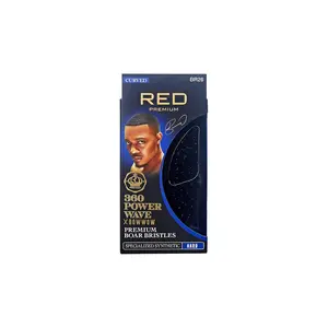 RED by KISS 360 Power Wave X Bow Wow Curved Palm Boar Brush 100% Natural Medium Soft Bristles (Palm) (Hard)