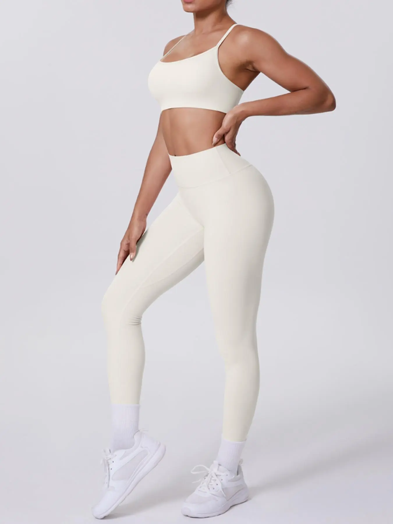Two-Piece Set Women's Solid Crop Tank Top & High Waist Leggings Tracksuit Set, Breathable Sweat-absorbing Gym Workout Outfits, Ladies Sportswear for Indoor Outdoor Wear, Yoga Clothes Set, Stretchy Suit Set, Workout Sets