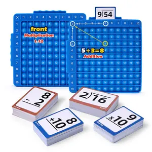 Math Press Bubble Board Addition Subtraction Multiplication Division, 4-In-1 Double-Sided Flashcards, Stress Relief, Kids' Birthday Gift, Math Learning Tools