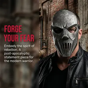 Heavy Metal Horror Latex Half Face Mask, Slipknot Rock Star Skull Clown Mask, Halloween Masquerade Cosplay Costume Props, Band Fan Authentic Party Performance Accessory Adjustable Waist Tightener Clip easter LED Mixed Set flying Giant Lollipop Stationery