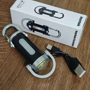 Outdoor rechargeable portable waist mounted mini flashlight keychain - night multifunctional emergency keychain light