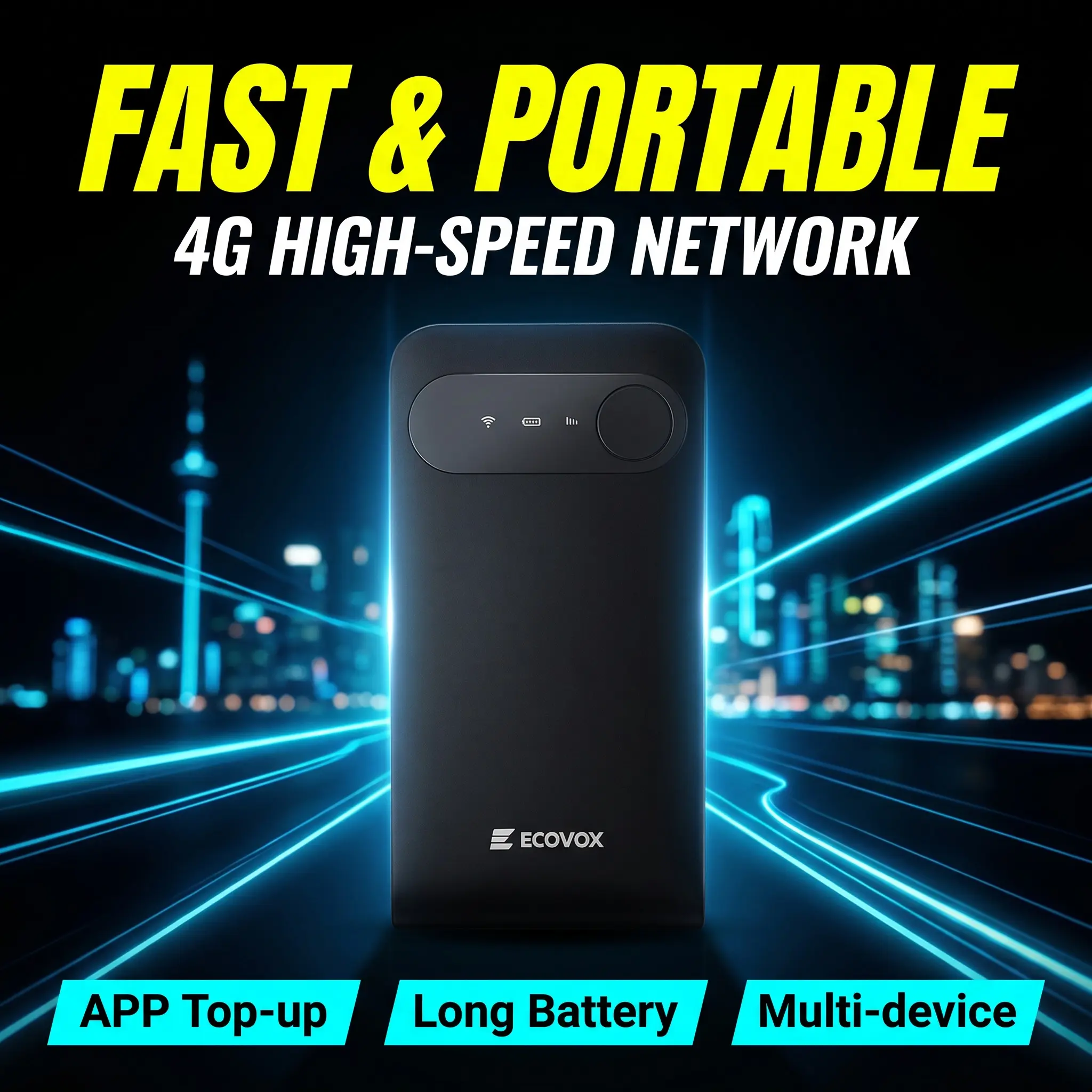 Portable 4G High-Speed Network Pocket Wi-Fi Router, Free Data Plan for Universal Phone & Electronics Accessories Compatibility