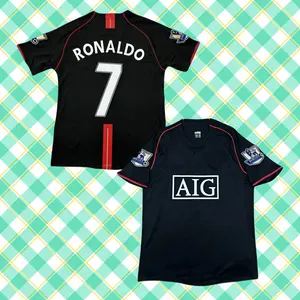 Classic 2007/08 Season Away Black No. 7 Cristiano Ronaldo Premium Short-Sleeve Retro Football Jersey (Fan Edition)