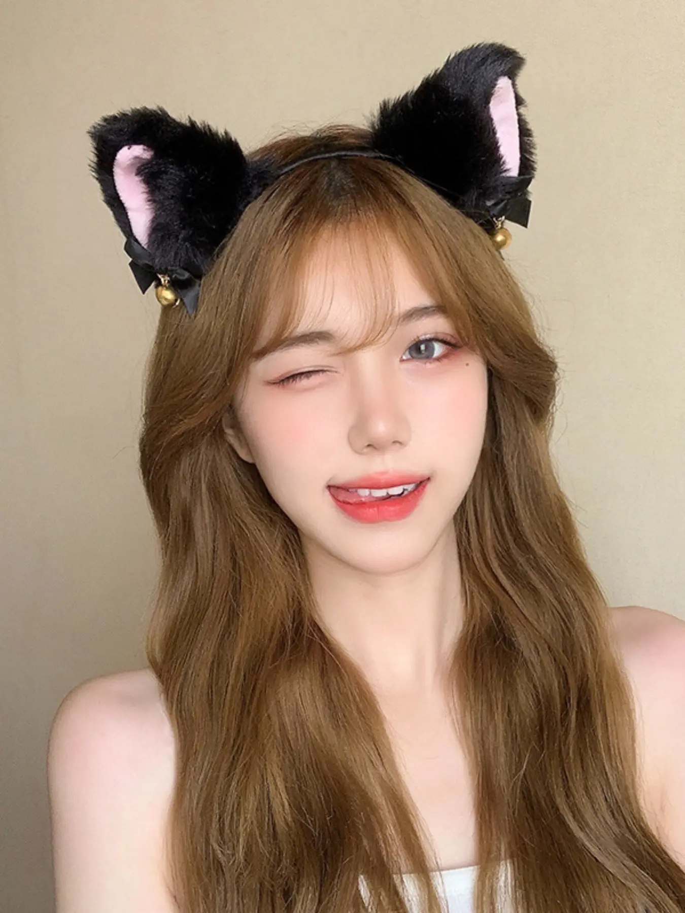 Women's Plush Cat Ear Bell Bow Lolita Headband, Fox Ears Bunny Ears Cosplay Accessory, Cute Hair Band for Ladies, Fashionable Party Wear, Cute Headbands