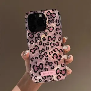 for use with iphone 16 pro max Pink and purple leopard print cases  New style phone case for use with iphone 15 plus cases for use with use with  women for use with iphone 14 pro with iphone 13/12/11  apple case for iphone X/XS XSMAX