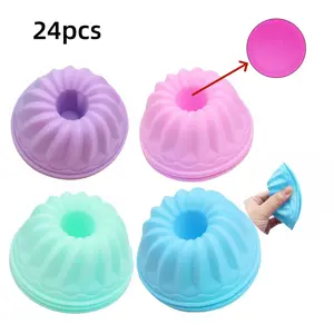 24Pack Silicone Baking Cups, Pumpkin Silicone Baking Cake Molds, Nonstick Cupcake Liners, Fancy Dessert Tray - Jelly and Muffin Cups