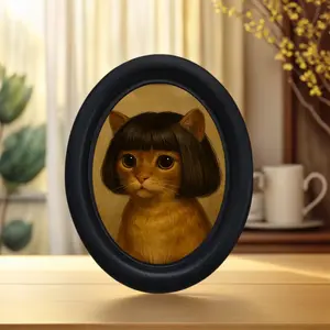 Funny Long Hair Cat Wall Decor, Framed Funny Cat Decoration, Wooden Mini Hanging Art, Artistic Unique Home Kitchen Office Decor, Fun Gift, Holiday Gift