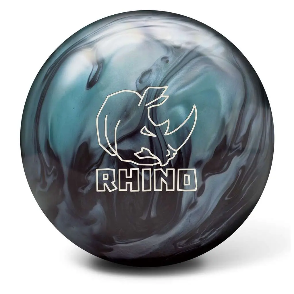 Brunswick Rhino Reactive Resin Bowling Ball - Light Bulb Core, R-16 Formula Resin Coverstock, Lightweight Engineering, Consistent Reaction Characteristics, Metallic Blue/Black