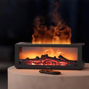 Fireplace Flame Air Diffuser Humidifier,7 Colors Aromatherapy Essential Oil Diffuser,Ultrasonic Aroma Humidifier with Timer for Home,Bedroom,Office,Yoga