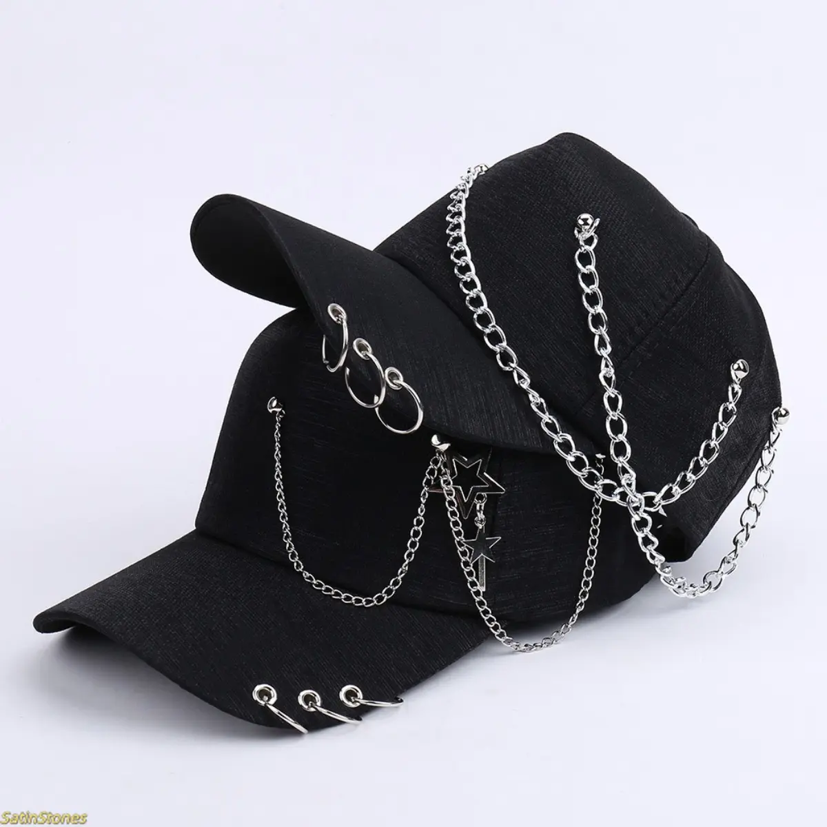 Unisex 2026 Plain Cotton Hip-Hop Baseball Cap - Streetwear Style, Chain Accent, Skate Style, Breathable, Comfortable, for Outdoor Skateboarding, Sun Protection, Streetwear Style Hats, Chain Accent Hats