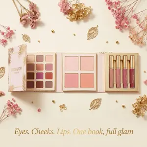 20-in-1 Makeup Palette (12 Eyeshadows, 4 Blushes/Highlighters, 4 Matte Lipsticks) - Pigmented, Water Proof, Blendable, Travel-Friendly Aesthetic Gift for Her, Ultimate Full Face Glow-Up Solution, Blend book