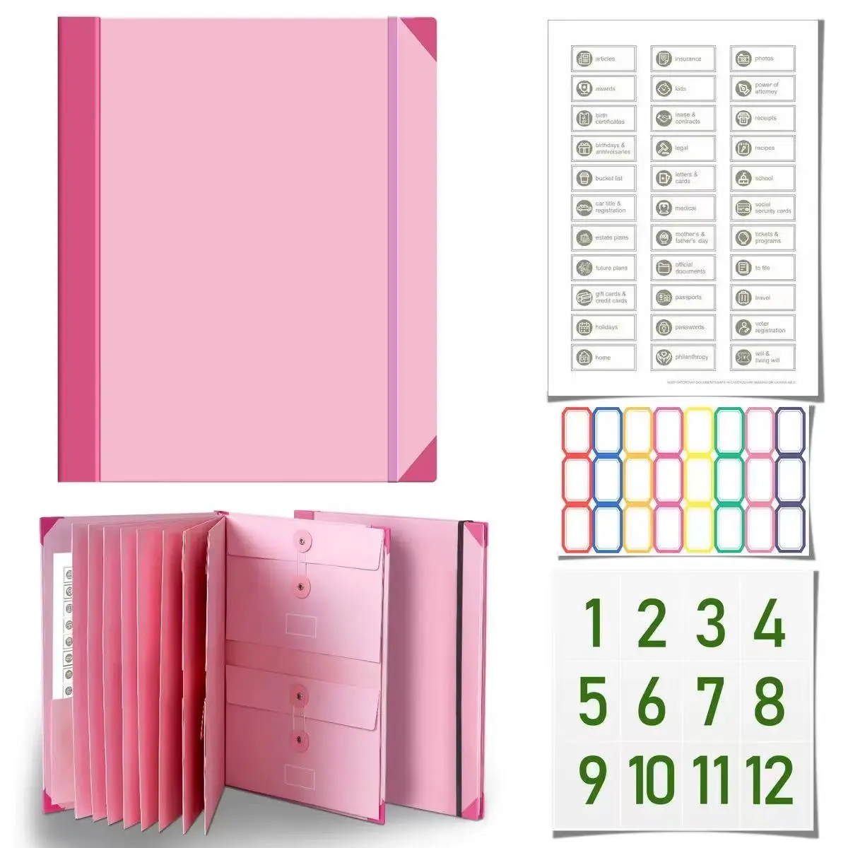 Manila Pocket Accordion Document Folder - Elastic, Tear-Proof, Expandable, Acid-Free Office Organizer for A4/8.5"x11" Documents, Travel Storage, Office Desk & Home Use