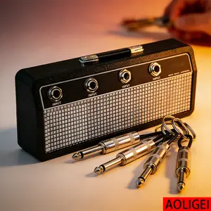 【FaddishDeal】Guitar Amp key holder includes 4 guitar socket keys and 1 wall mounting kit. Quick and easy installation. keychain charm Design Classic