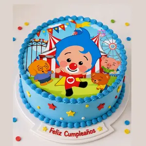 Custom Edible Sheets 7.5 Inch Circus-Themed Cake Topper with Cute Clown & Carnival Friends for Birthday Cakes and Party Desserts in Icing or Wafer