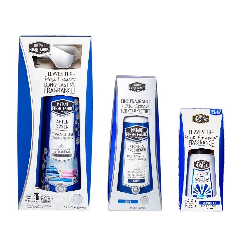 College Life Freshness Trio for Him - Instant Odor Eliminator & Premium Fragrance Set for Men - Includes Priventi Urban Rebel, Clothes Freshener, & After Dryer - Eco-Friendly & Dorm-Safe